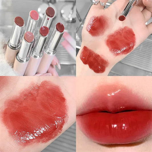6 Colors Jelly Lipstick Moisturizing Mirror Water Light Solid Lip Gloss Glass Tea Red Orange Lip Glaze Tint Makeup Cosmetics New