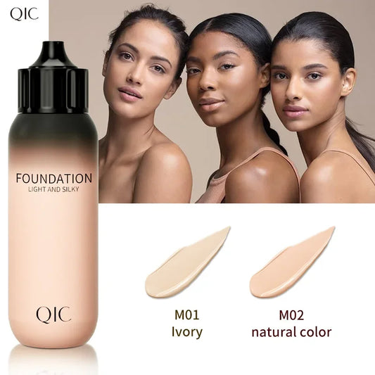 QIC Small Milk Bottle Liquid Foundation Concealer Moisturizing Clear Waterproof Natural Brightening Makeup for Face