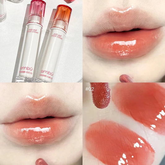 Water Mirror Lip Glaze Grey Pink Bean Paste Lipstick Non-stick Cup Lasting Moisturizing Lip Gloss Women Lip Oil Lip Tint Makeup